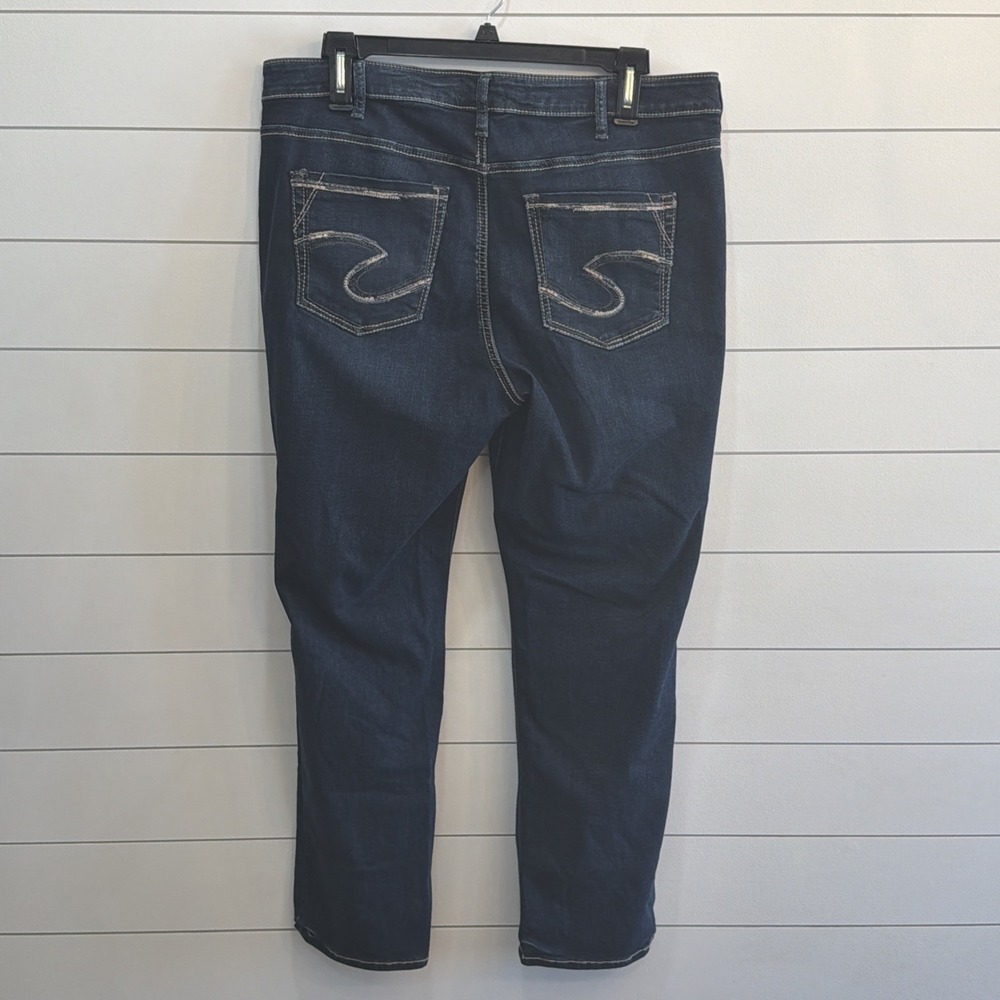 Silver Avery Dark Blue Straight Leg Women's Jeans size 18 length (38.5X29.5) - Picture 5 of 16